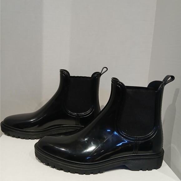 INC International Concept pull on Chelsea Style Black Short Rain Boots - 10 - Picture 3 of 10